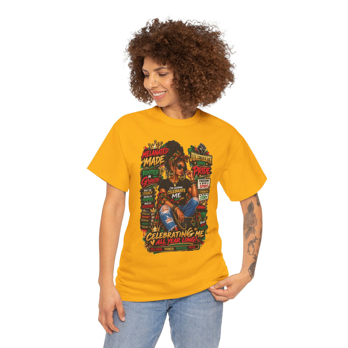 Melanated Made Rooted Grace T-Shirt | Celebrating Me graphic tee