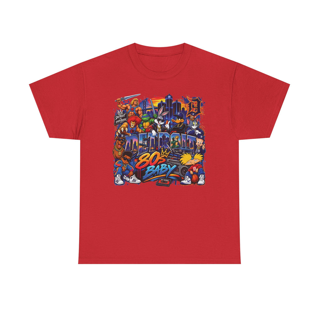 Retro 80s Baby Graphic Tee | Neon Cityscape, Vintage Arcade Characters