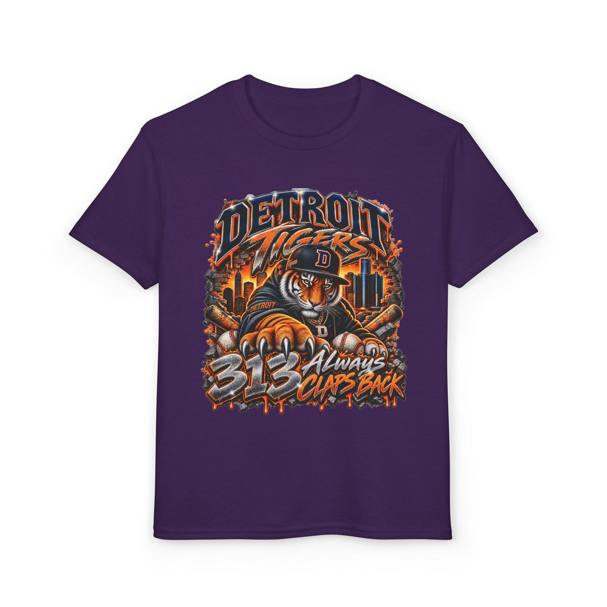 Detroit Tigers Tiger Mascot T-Shirt | 313 Always Claps Back