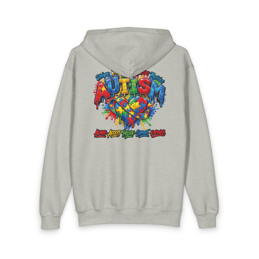 Autism Puzzle Heart Youth Hoodie | Awareness Puzzle Piece Zip Jacket