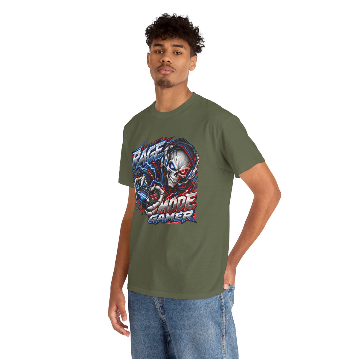 Rage Mode Gamer Skull Graphic T-Shirt