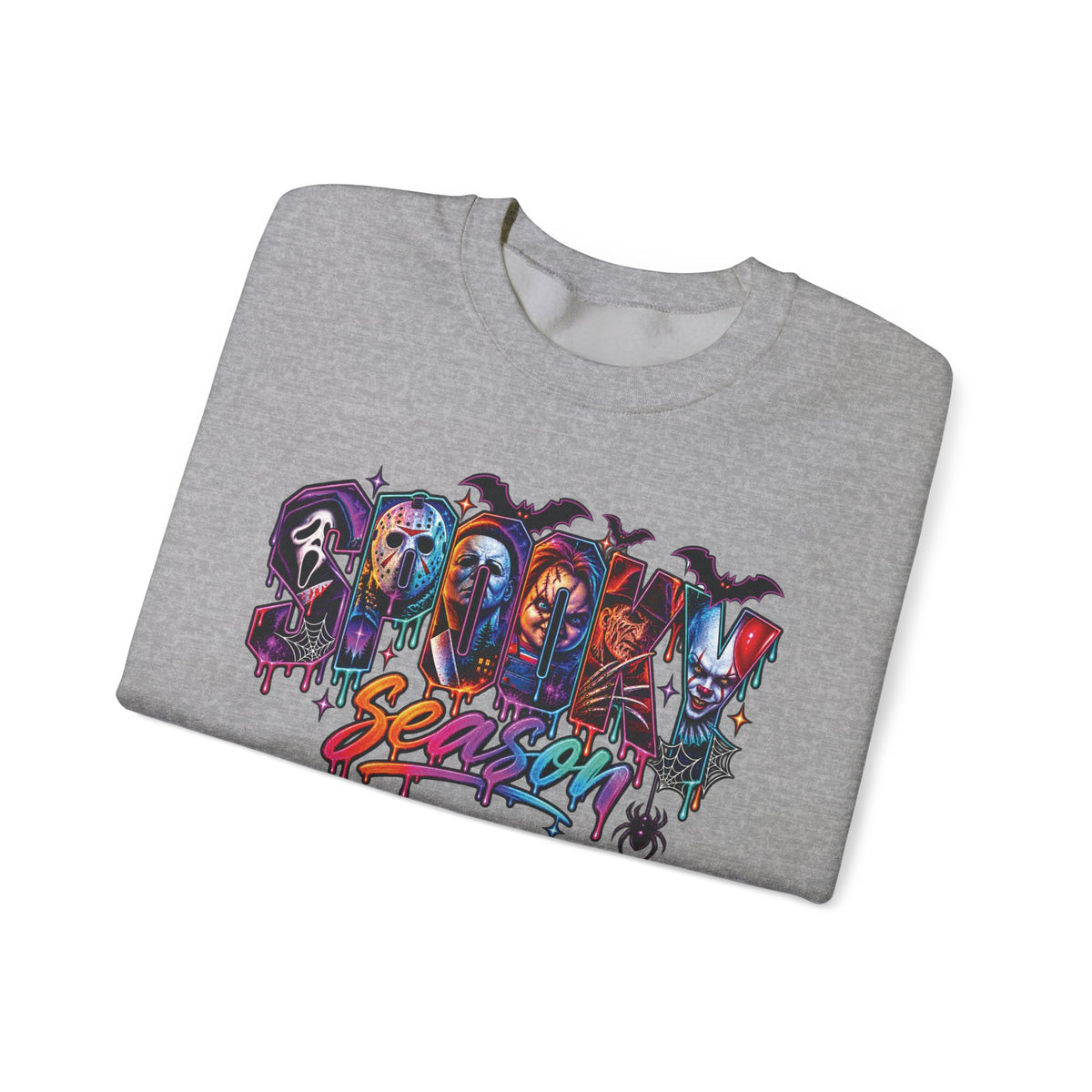 Spooky Season Horror Character Skateboard Crewneck Sweatshirt | Gothic Skate Graffiti