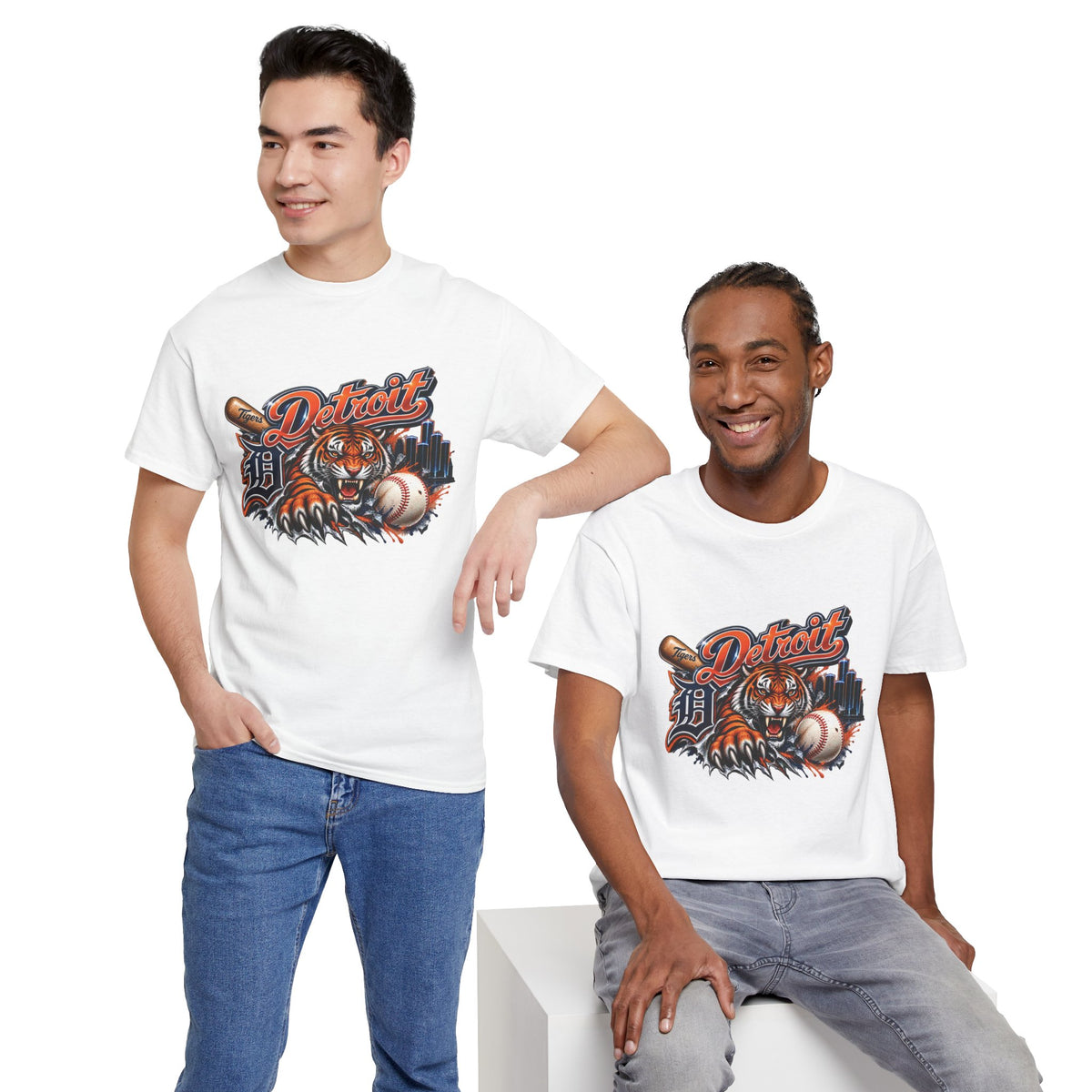 Detroit Tiger Baseball T-Shirt | Detroit skyline, claw marks