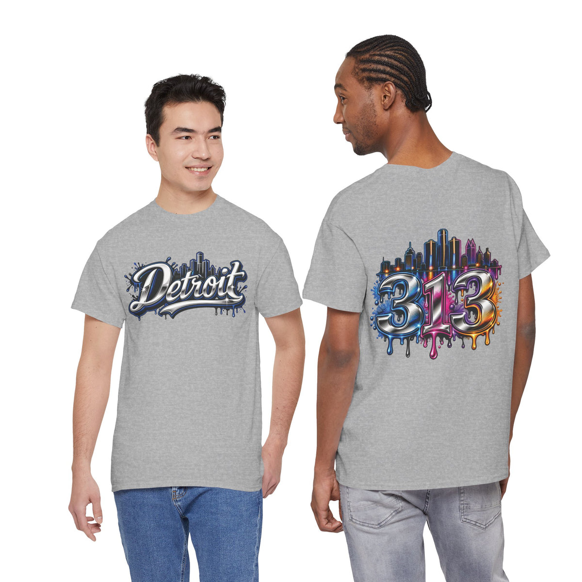 Detroit Script Tee | 313 Drip Skyline T-Shirt