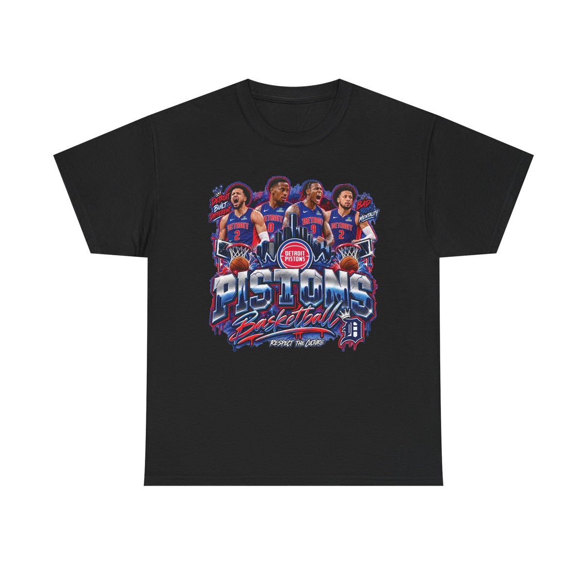 Detroit Pistons Basketball Players Tee | NBA Retro Team Graphic