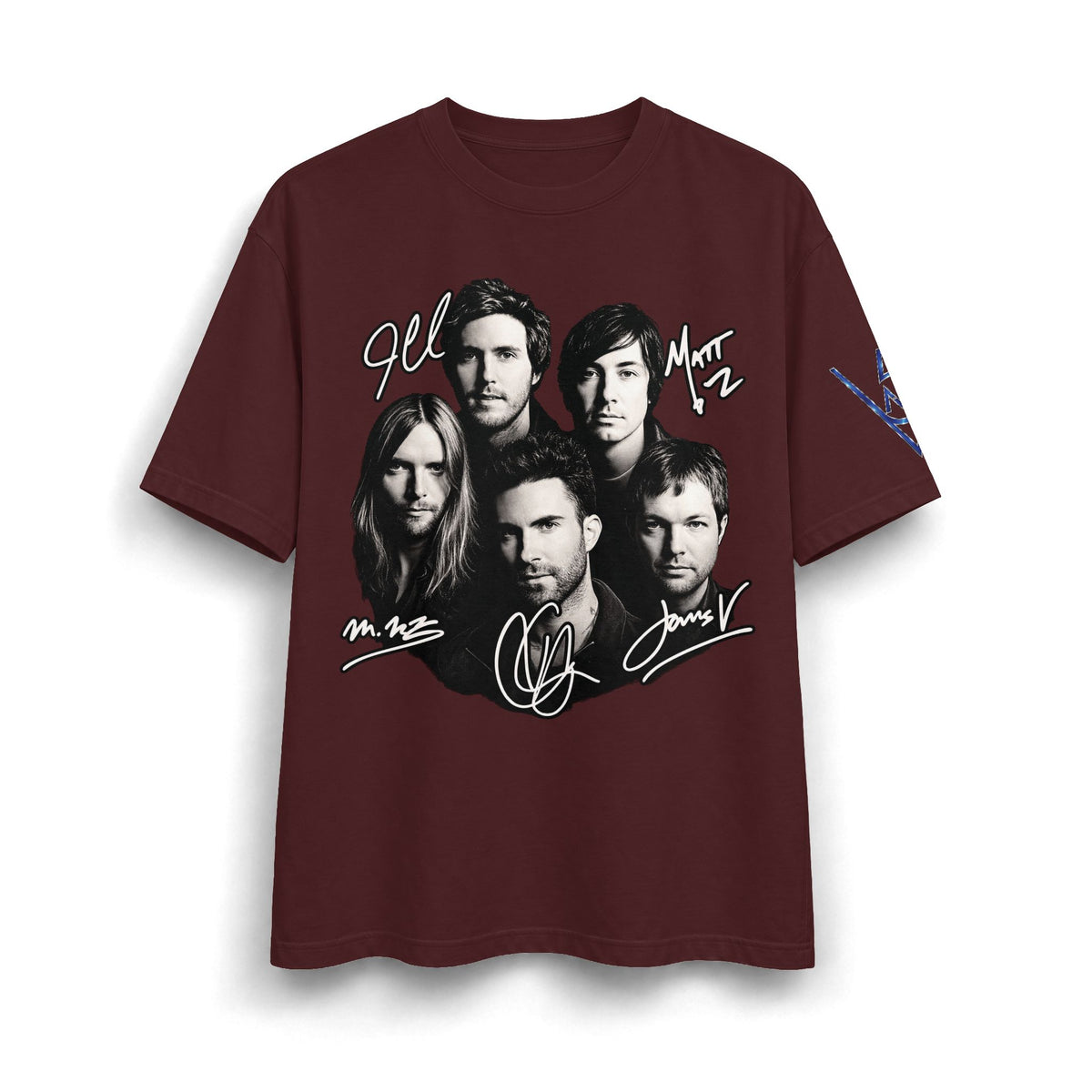 Signed Band Portrait T-Shirt Maroon 5 | Retro Rock Logo on Back