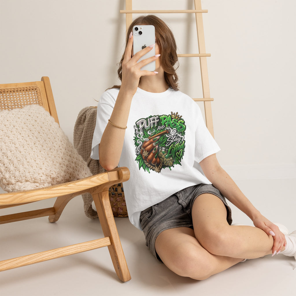 Puff and Pass Stay Lifted T-Shirt | Cannabis Leaf Graphic Tee