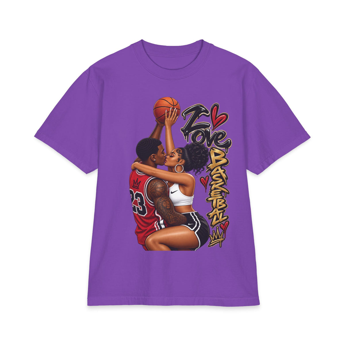 Love Basketball couple illustration Short Sleeve Tee | Basketball Romance