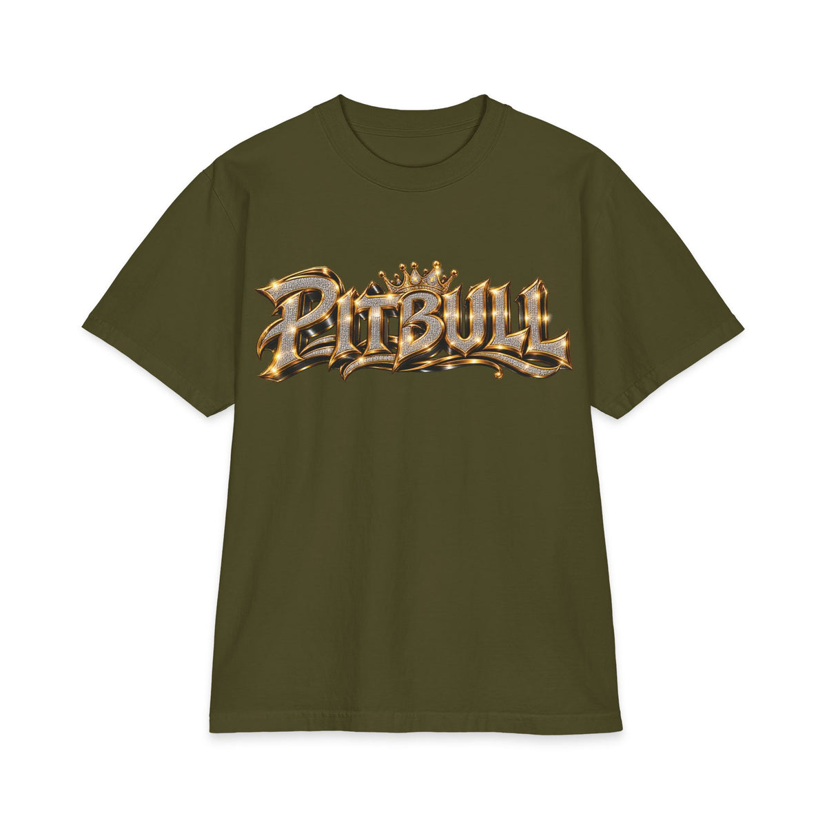 Pitbull Graphic T-Shirt | Hip Hop Logo, Portrait, Gold Chrome Lettering