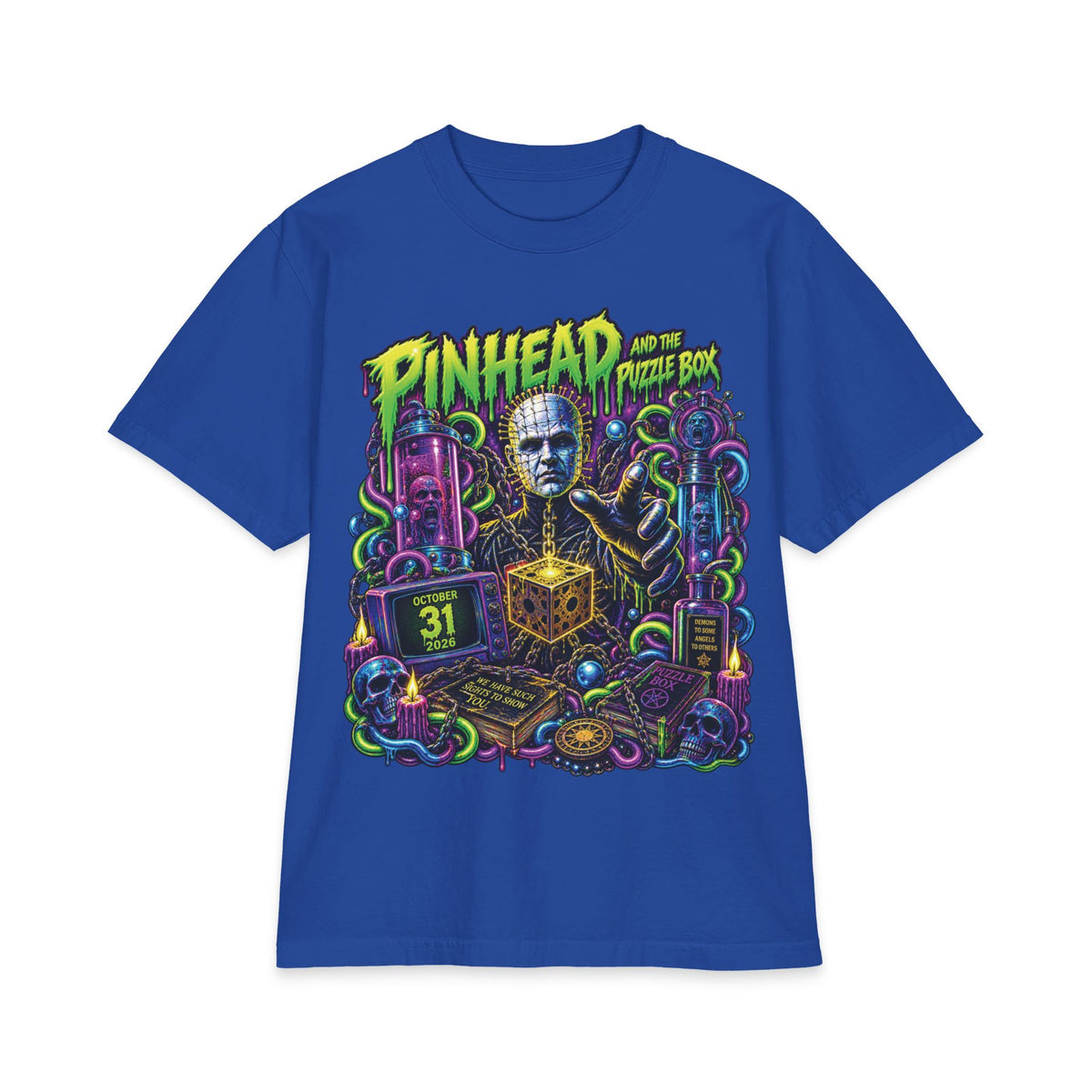 Pinhead Puzzle Box Illustration T-Shirt | Horror Movie Graphic Tee