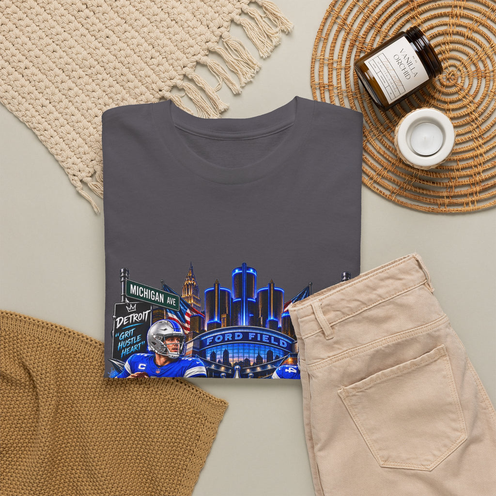 Detroit Football Graphic Tee | City Skyline, Players, Lions-Inspired Design