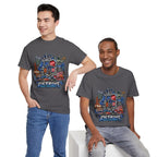 Detroit Skyline Collage T-Shirt | Motor City Landmarks, Vintage Neon Design