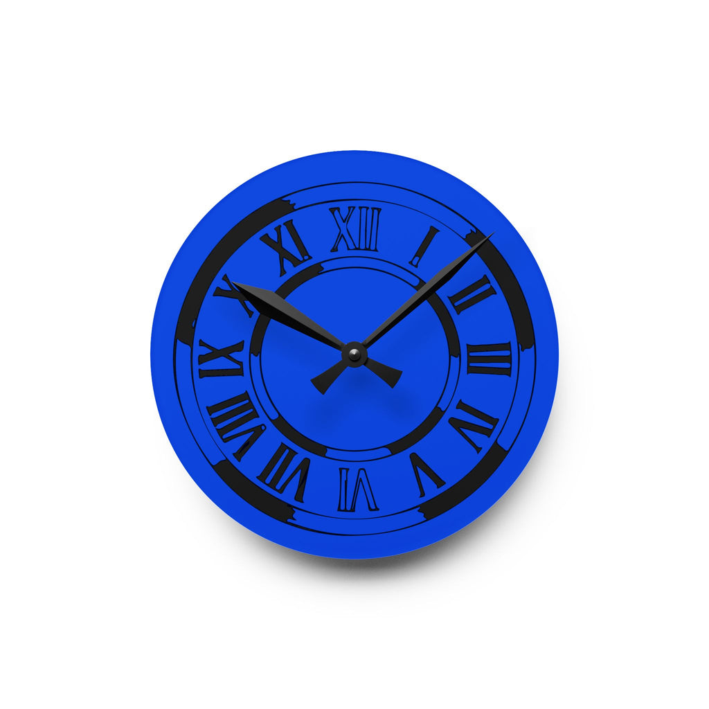 Roman Numeral Blue Clock Acrylic Wall Clock | Modern Decorative Timepiece