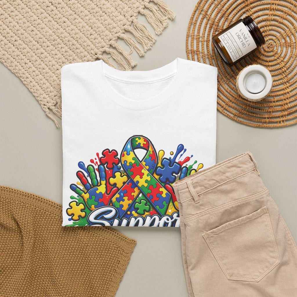 Support Squad T-Shirt | Autism Awareness Ribbon, Puzzle Heart Design