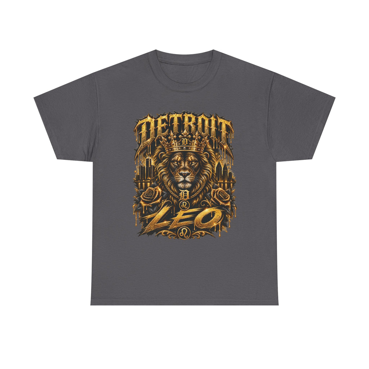 Detroit Lion Leo T-Shirt | Detroit Skyline Lion Graphic Tee