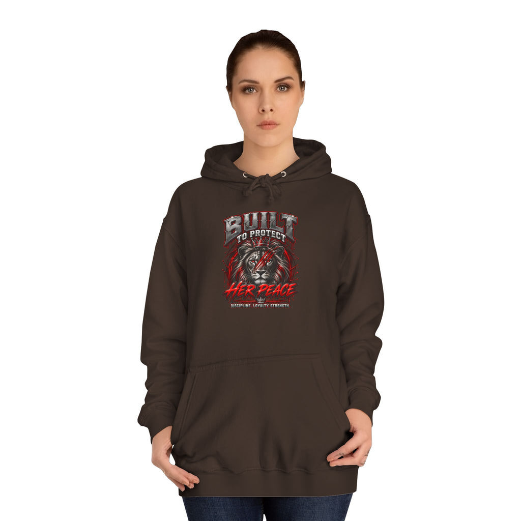 Built to Protect her Peace Couples College Hoodie