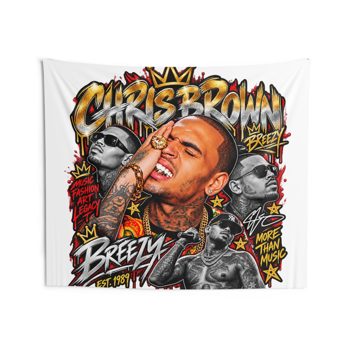 Hip Hop Graffiti Portrait Indoor Wall Tapestry | Urban Music Collage
