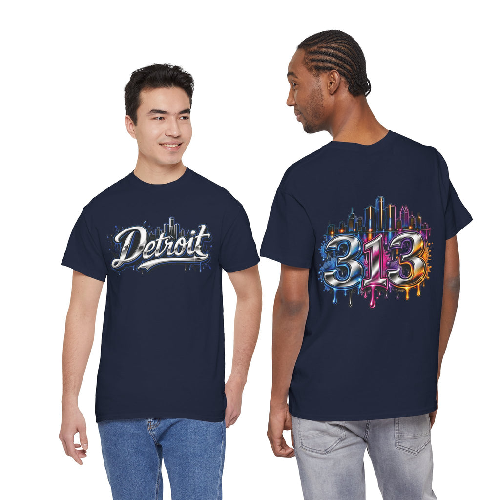 Detroit Script Tee | 313 Drip Skyline T-Shirt