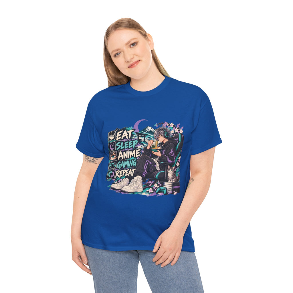 Eat Sleep Anime Gaming Repeat Video Game Graphic T-Shirt