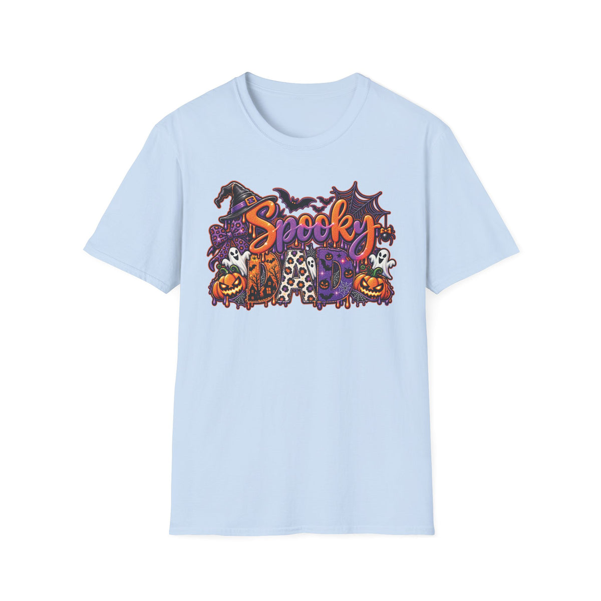 Spooky Dad Halloween Haunted House T-Shirt | Pumpkin Ghosts Witch Hat