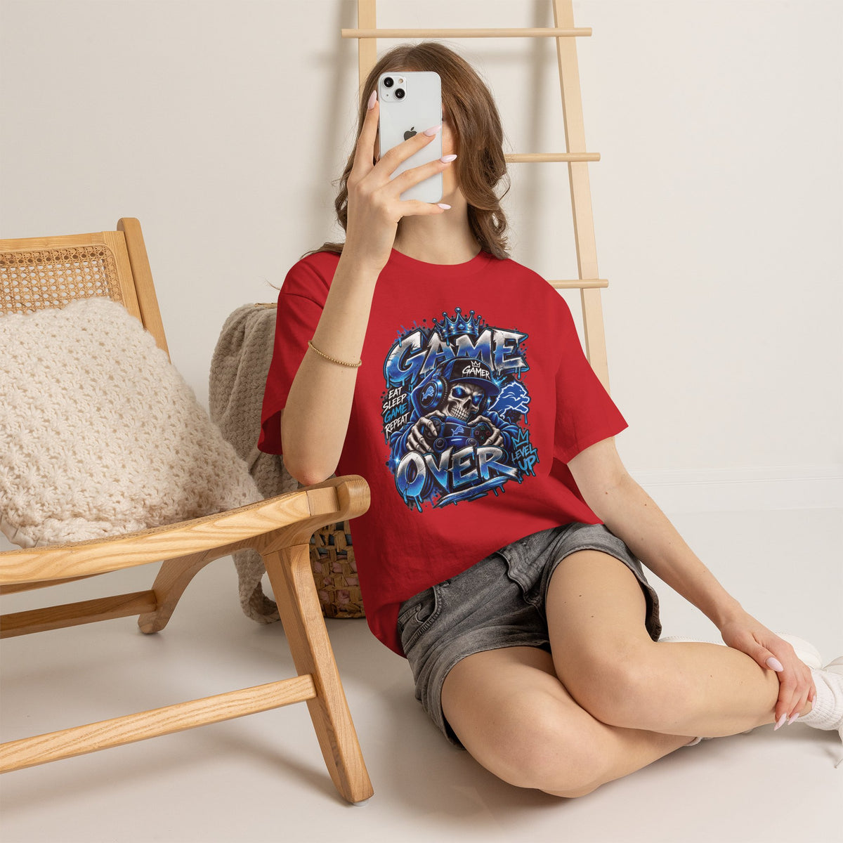 Game Over Skull Gamer Tee | Video Game Controller Graphic Shirt