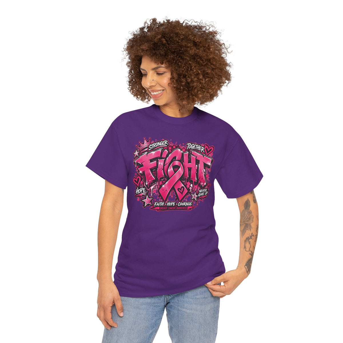 Fight Pink Ribbon T-Shirt | Breast Cancer Awareness, Graffiti Heart Design