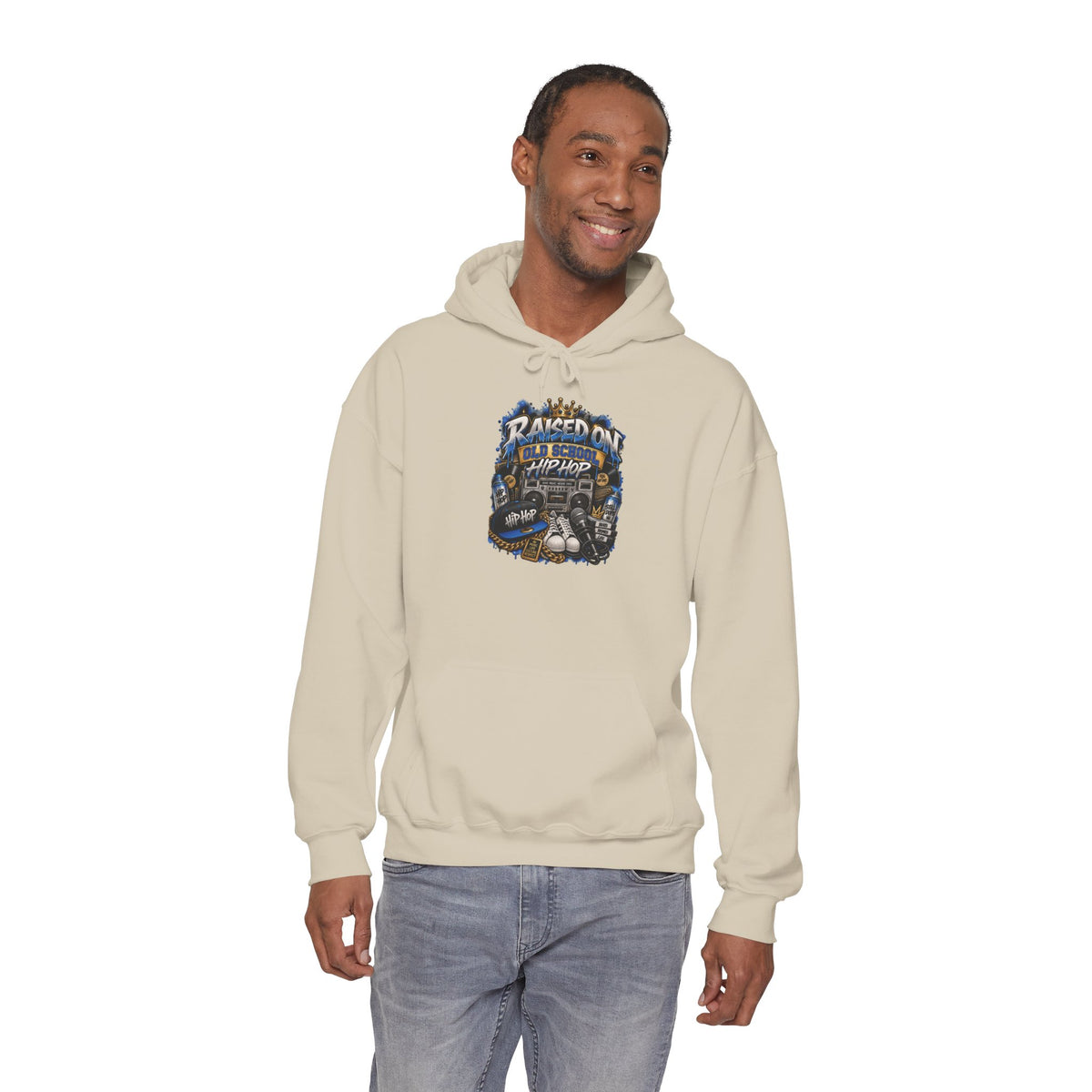 Raised On hip hop Hoodie | Vintage Guitar Skull Band Design
