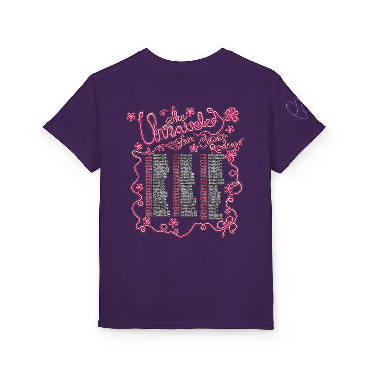Olivia Rodrigo Tour Date List T-Shirt | Pop Star Tribute, Floral Butterfly Design