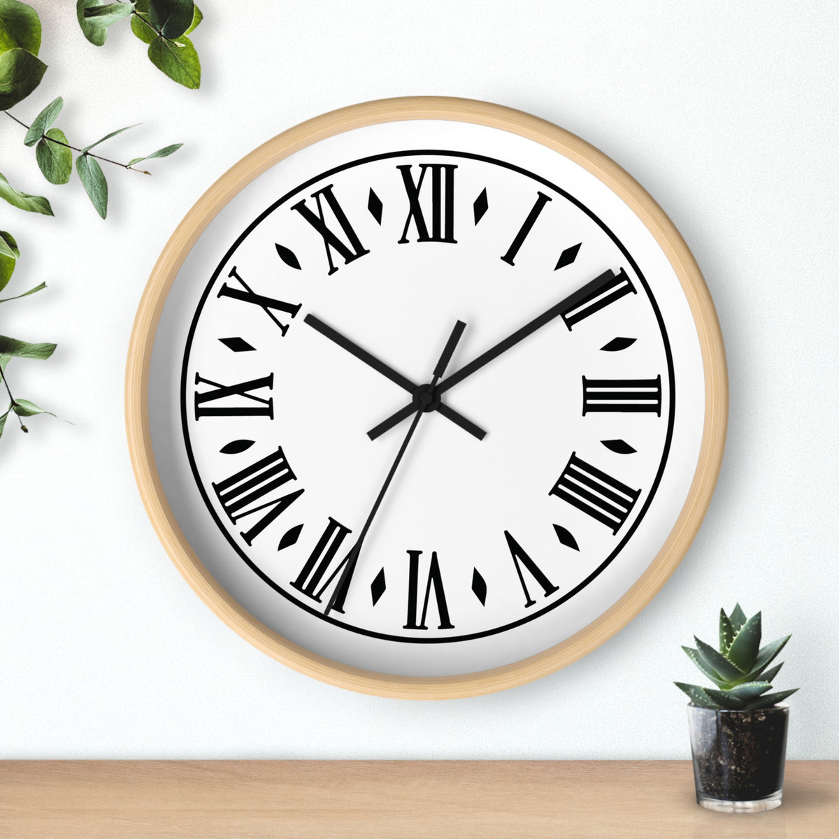 Roman Numeral Clock Wall Clock | Black Frame, Classic Vintage Face