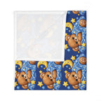 Sleeping Teddy Bear Moon Baby Swaddle Blanket | Starry Night Nursery