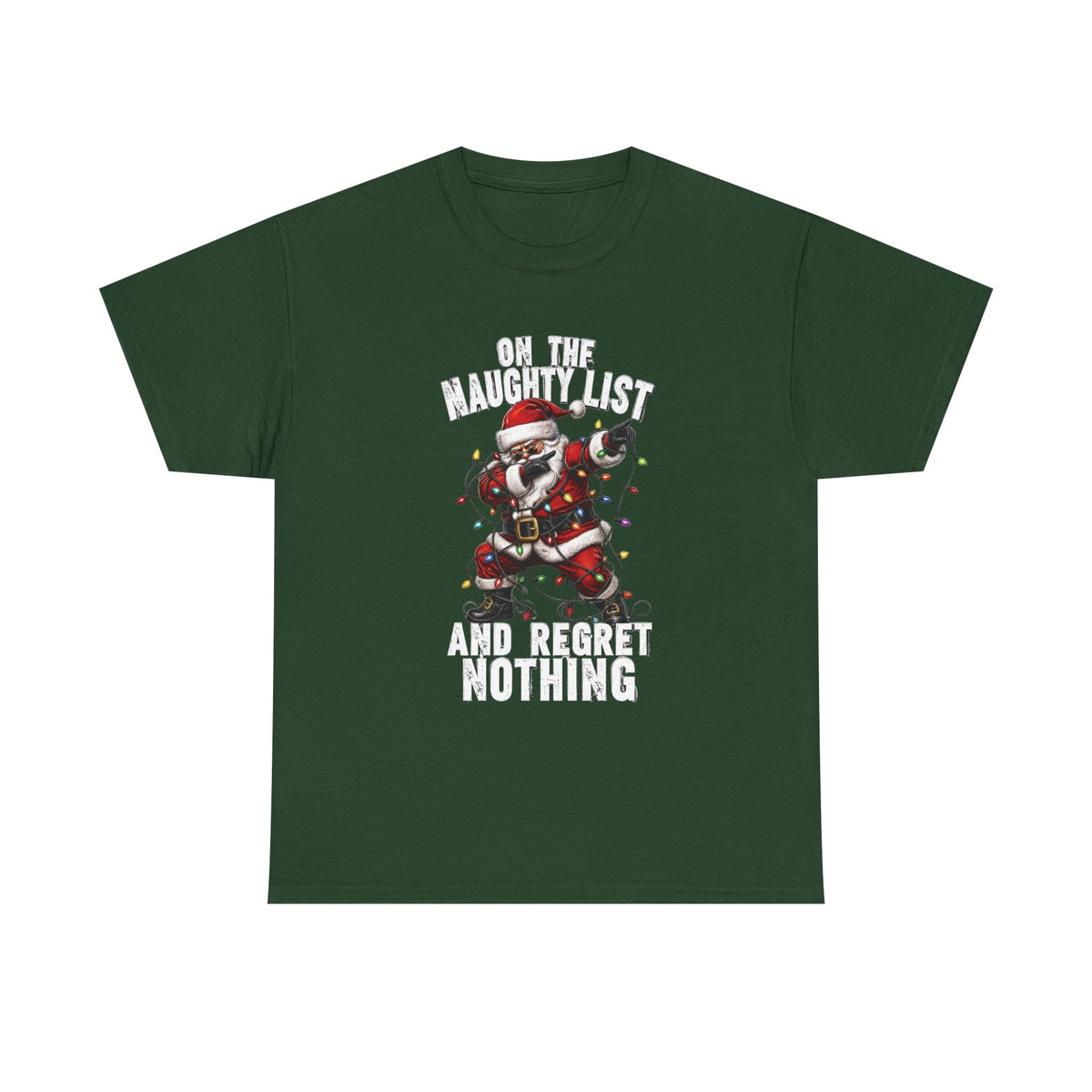 Santa Skeleton 'On the Naughty List and Regret Nothing' Tee | Christmas Punk Shirt