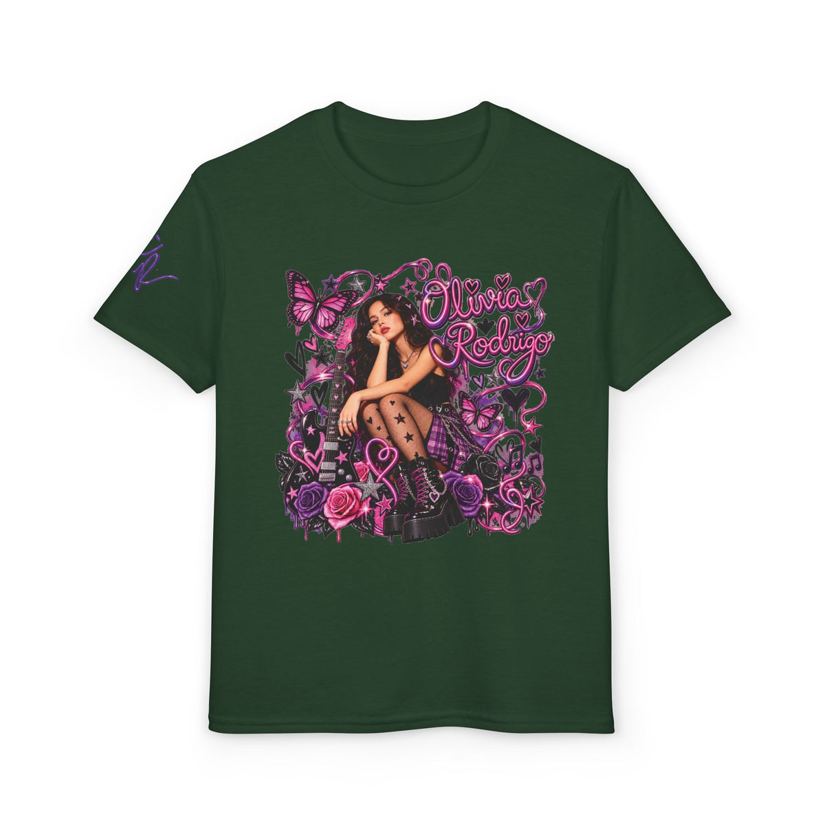 Olivia Rodrigo Tour Date List T-Shirt | Pop Star Tribute, Floral Butterfly Design