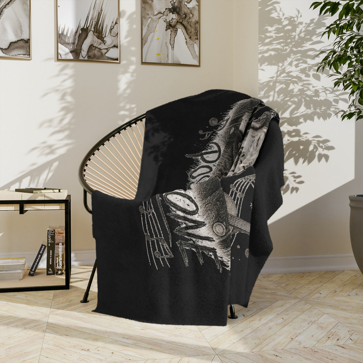 Malone Singer Portrait Blanket | Music Notes Microfiber Throw