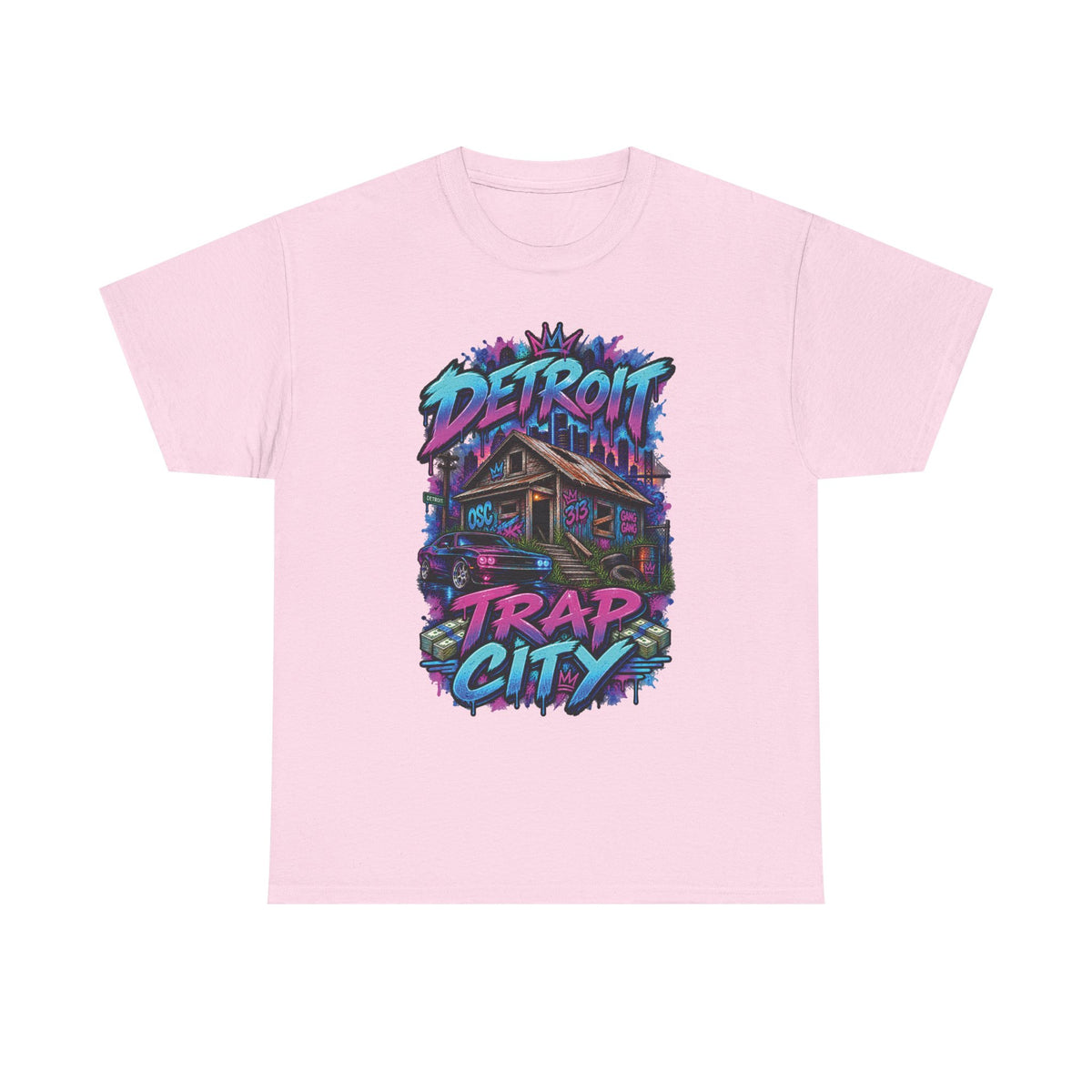 Detroit Trap City Tee | Urban Graffiti Streetwear, Neon Hip Hop Design