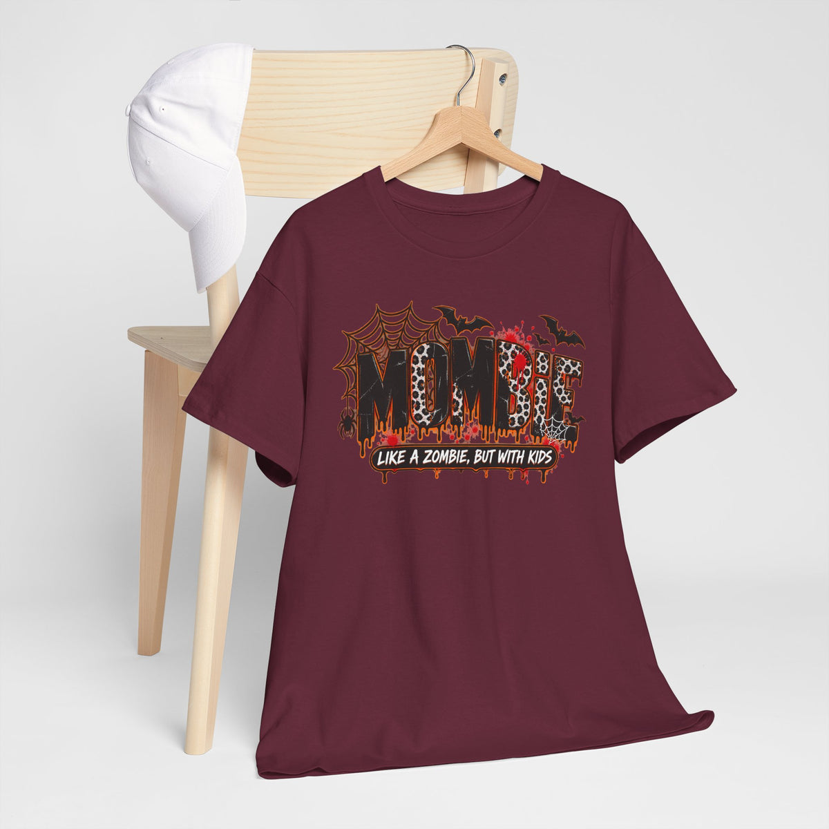 Mombie Mom T-Shirt | Halloween mom tee, spooky bats and cobwebs