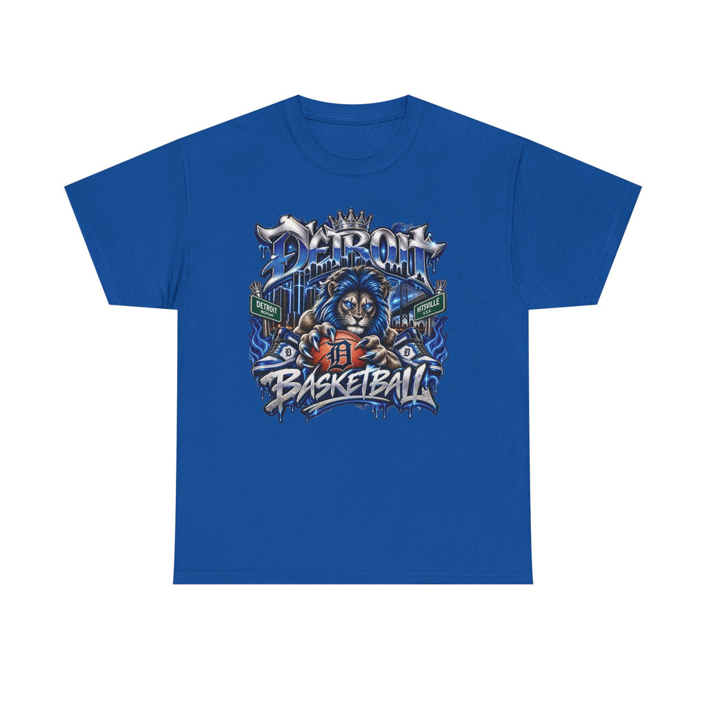 Detroit Basketball Lion Graphic Tee | City Streetball Detroit D Logo