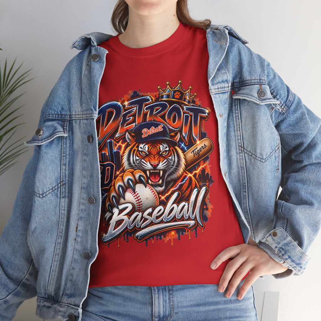 Detroit Tigers Tiger Baseball Tee | Vintage Mascot Detroit Baseball Shirt
