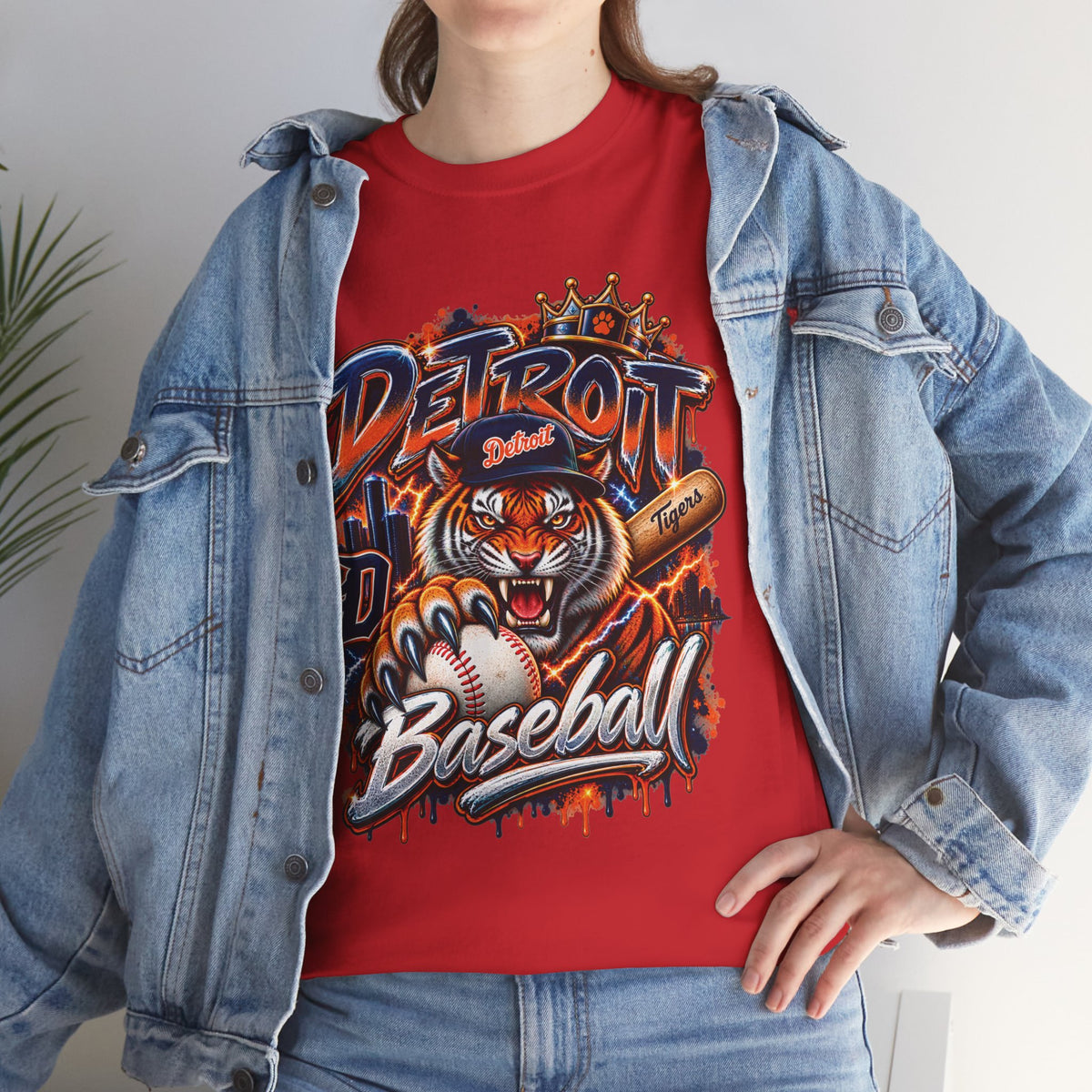 Detroit Tigers Tiger Baseball Tee | Vintage Mascot Detroit Baseball Shirt