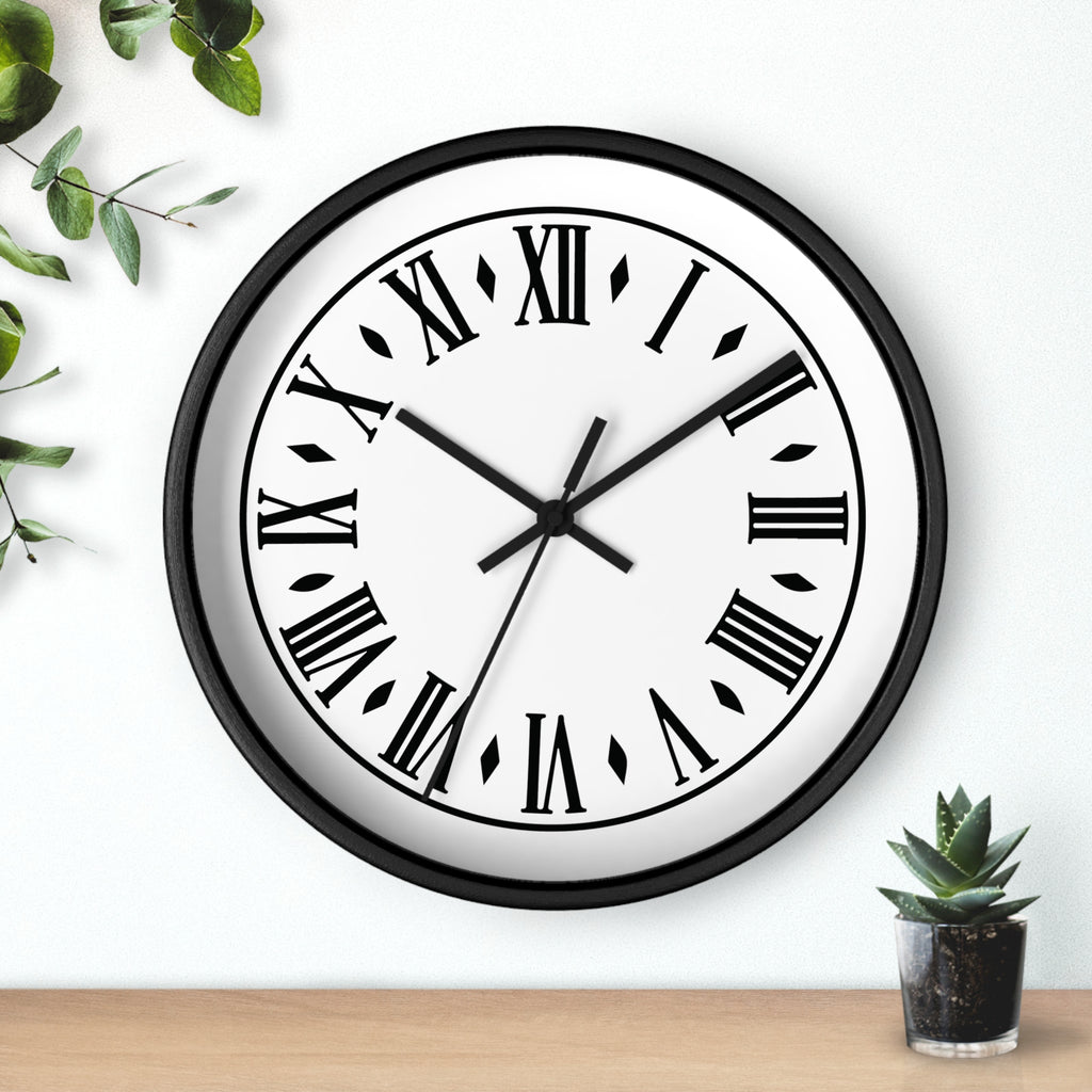Roman Numeral Vintage Clock Wall Clock | Black Frame, White Face