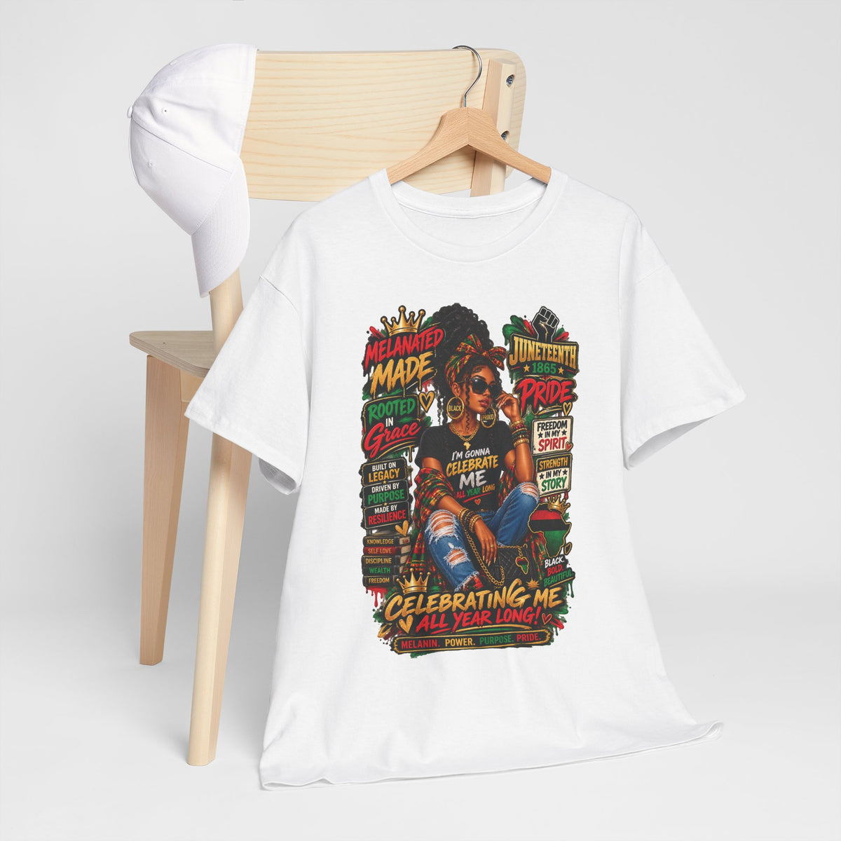 Melanated Made Rooted Grace T-Shirt | Celebrating Me graphic tee