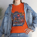 Detroit Skyline Collage T-Shirt | Motor City Landmarks, Vintage Neon Design