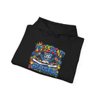 Different Is Beautiful hoodie | colorful graffiti text, stars & flowers