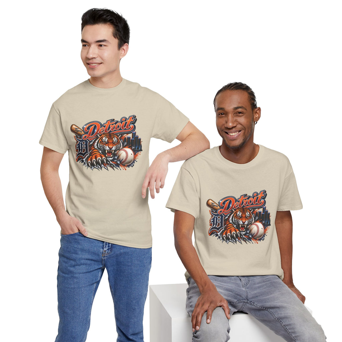 Detroit Tiger Baseball T-Shirt | Detroit skyline, claw marks
