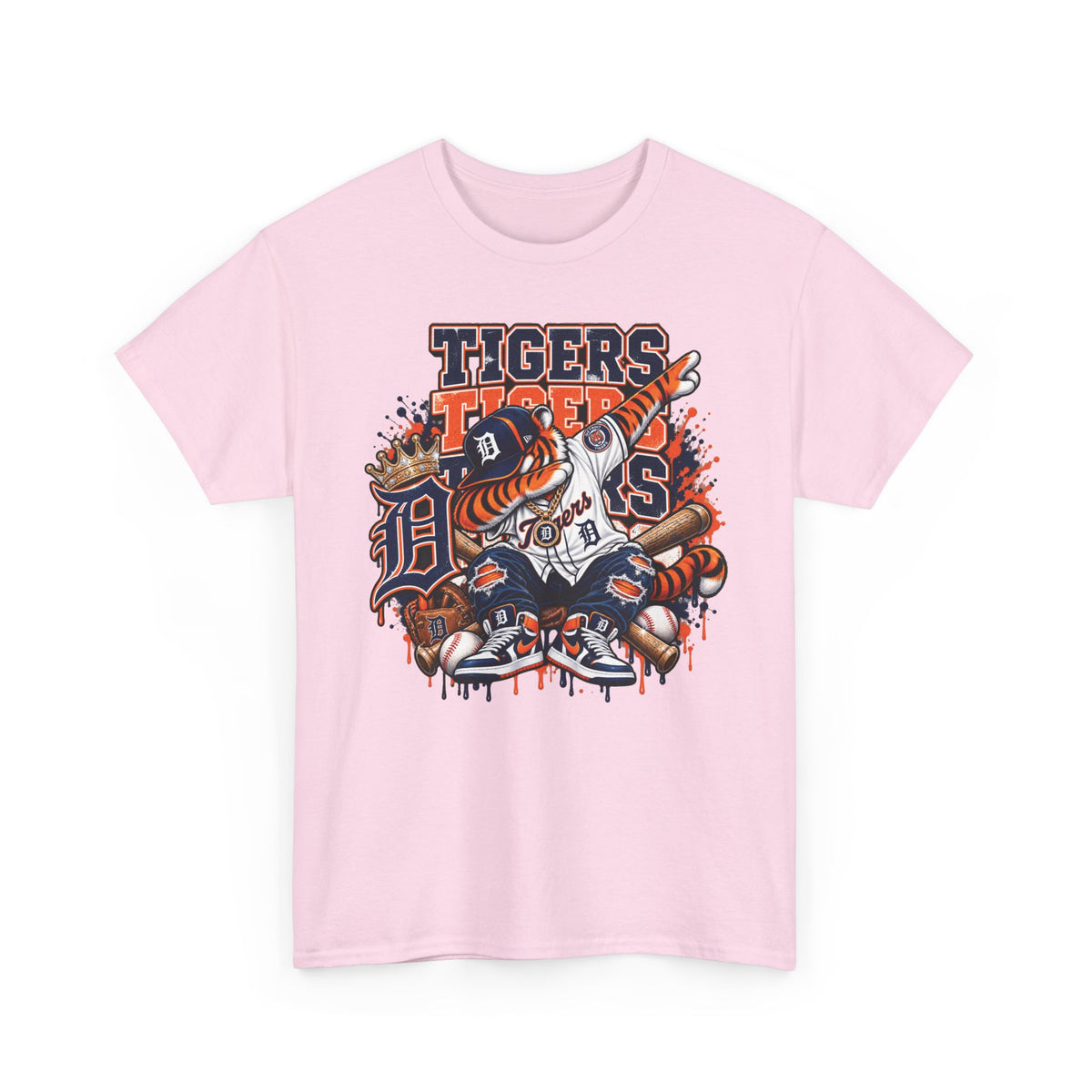 Detroit Tigers Mascot Baseball Tee | Vintage Tiger Batter Design
