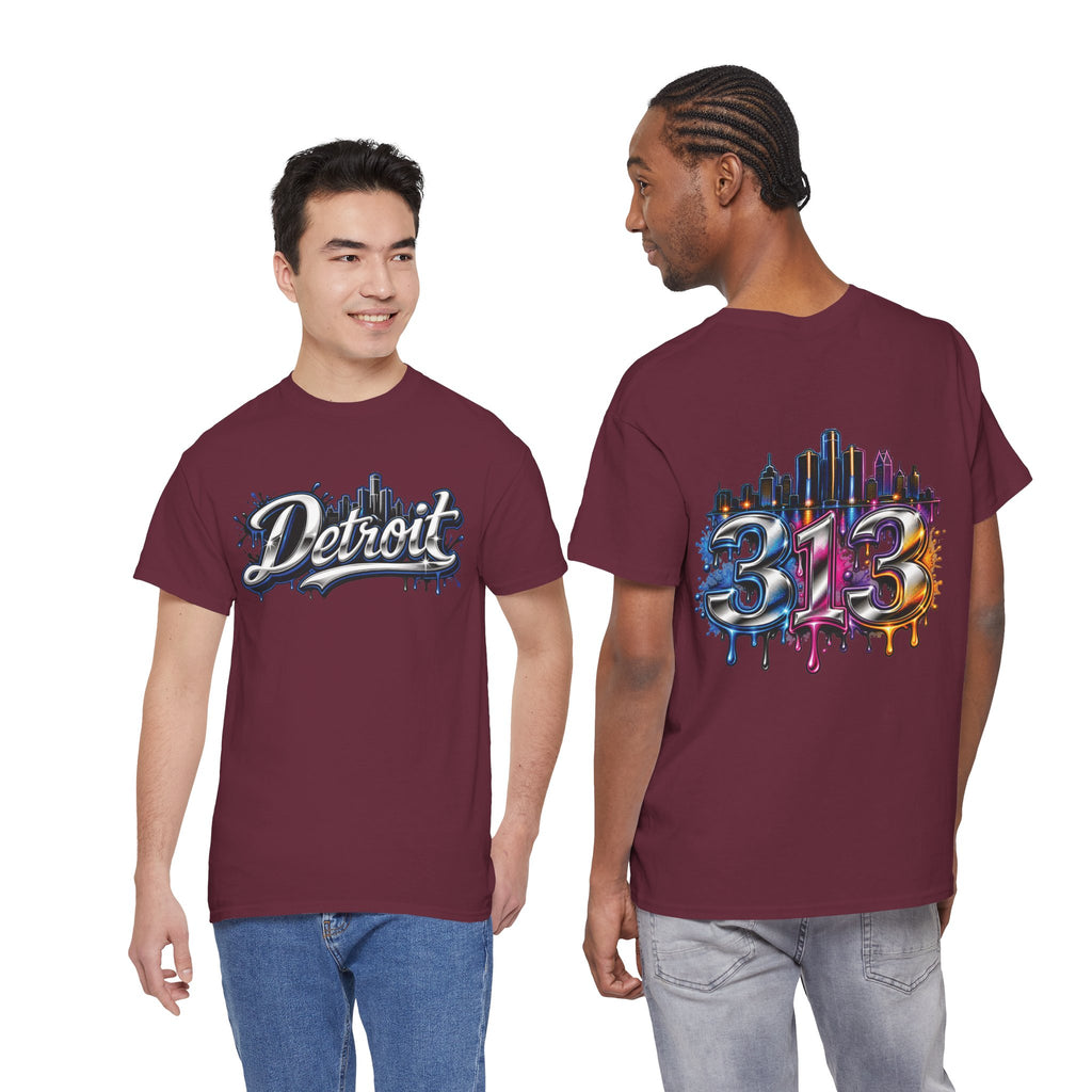 Detroit Script Tee | 313 Drip Skyline T-Shirt