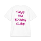 Kpop Hunter Demon Birthday Girl T-Shirt | Colorful Cartoon Letters, Balloons & Characters