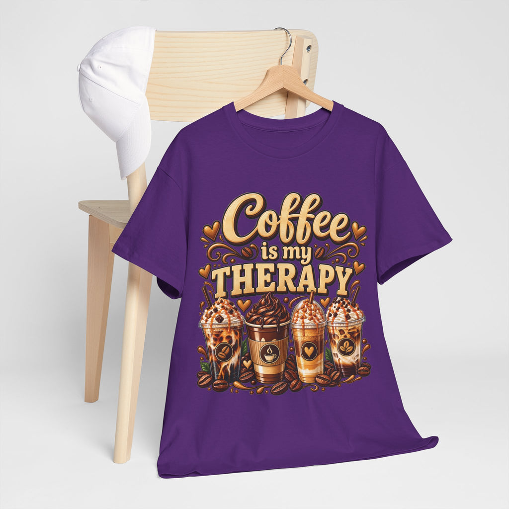 Coffee Is My Therapy T-Shirt | Coffee Cups Illustration, Cozy Beverage Tee