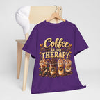 Coffee Is My Therapy T-Shirt | Coffee Cups Illustration, Cozy Beverage Tee