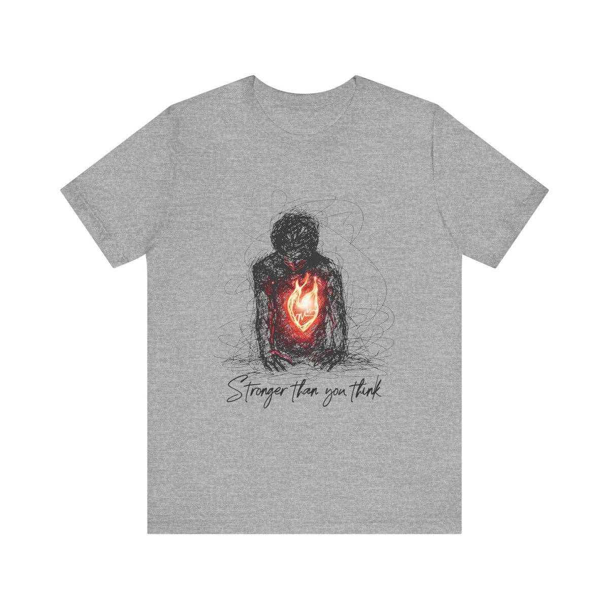Flaming Heart Figure Tee | Stronger Than You Think graphic shirt