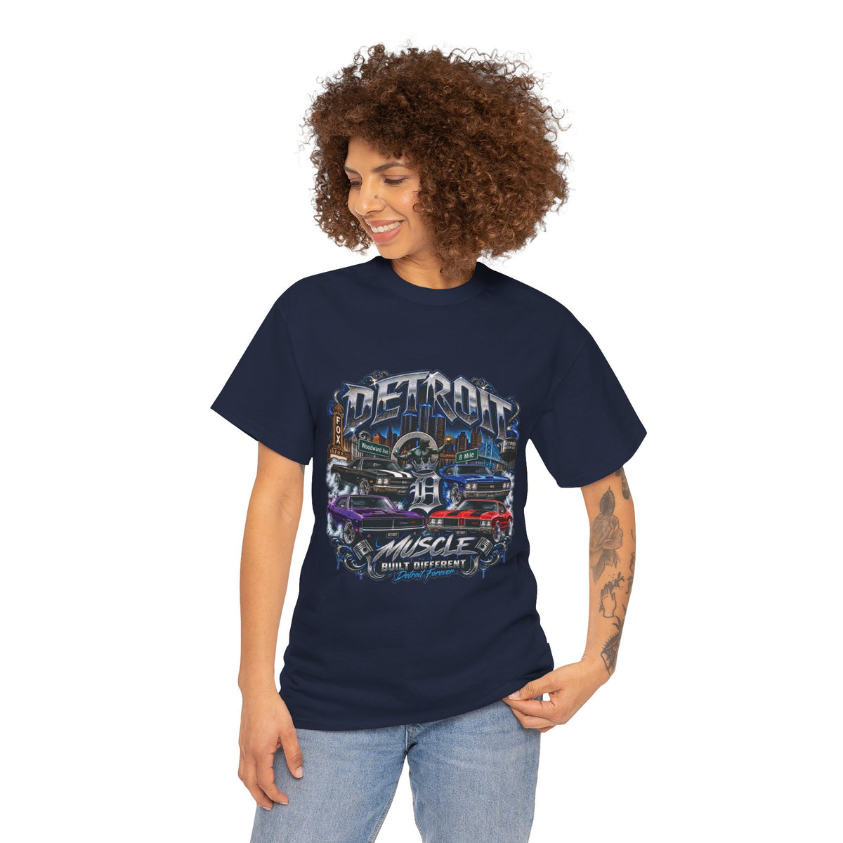 Detroit Muscle Car Tee | Vintage Hot Rod Illustration, Garage Scene